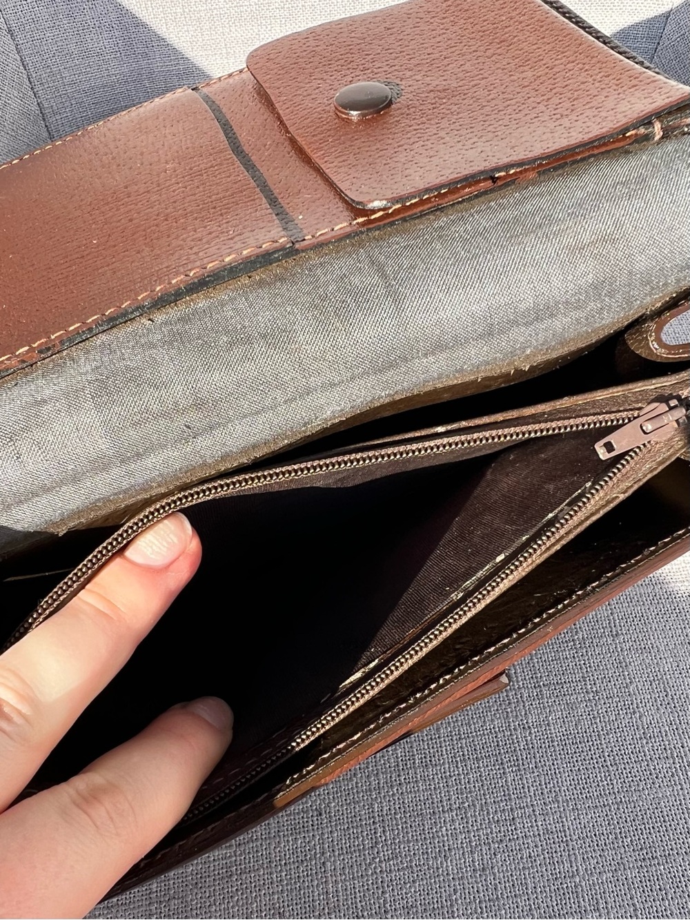 Gucci Web Sherry Line brown leather clutch bag wallet - Picture 8 of 12